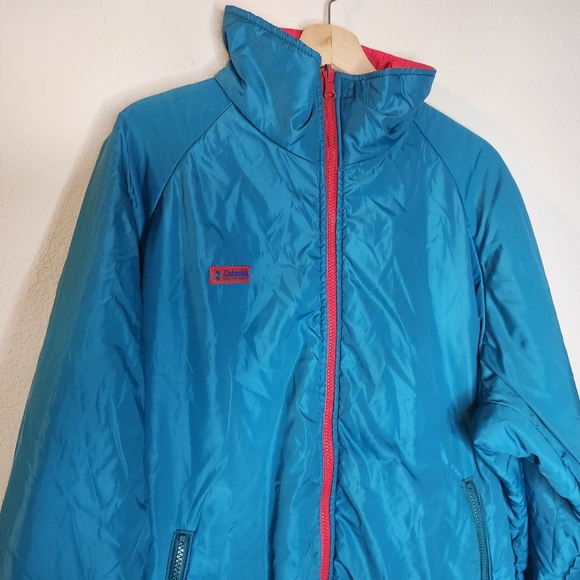 Vintage Columbia Mens XL Reversible Red Blue Bomber Jacket - Picture 2 of 9